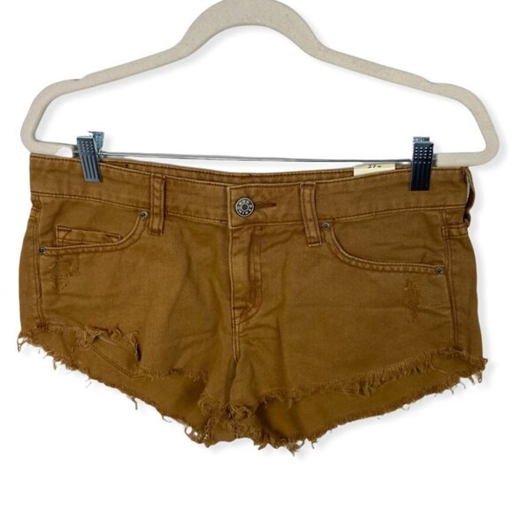 NWT Urban Outfitters BDG Dolphin Shorts Brown Size 27 Cotton Frayed Edge Boho - Picture 3 of 10